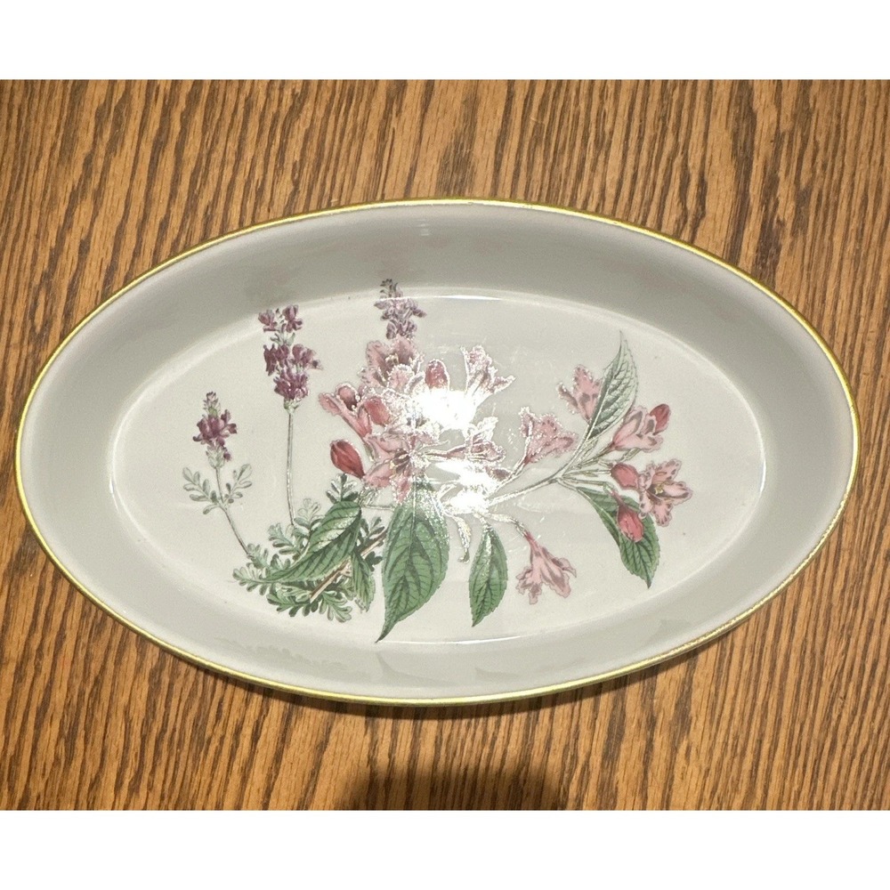 Spode Stafford Flowers Weigela & Lavender Oval Baker 12.5 inch England